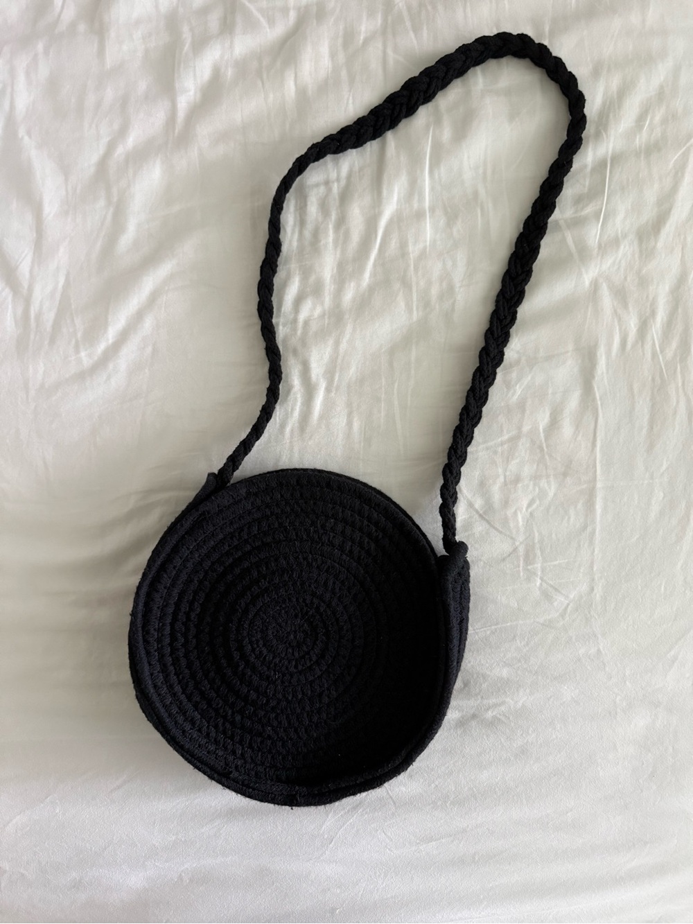 Urban Outfitters Black Round Woven Crossbody Bag